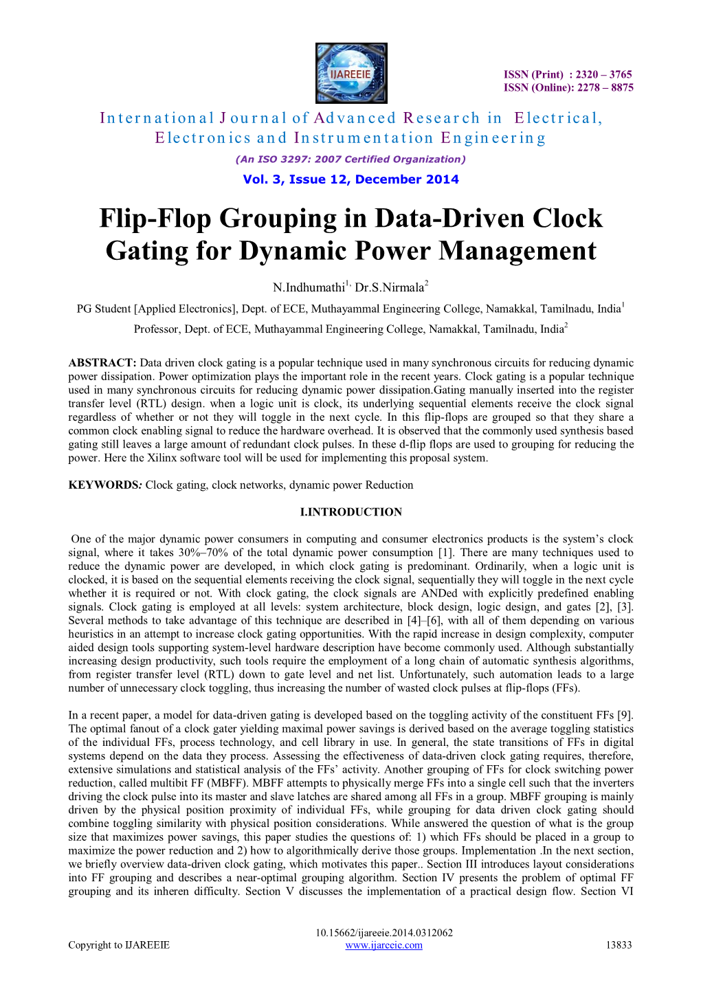 Flip-Flop Grouping in Data-Driven Clock Gating for Dynamic Power Management