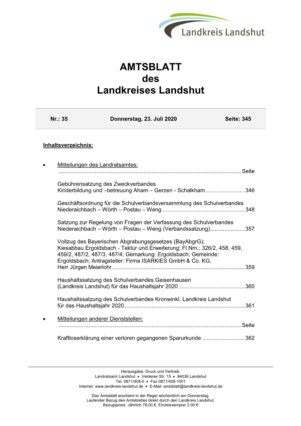 AMTSBLATT Des Landkreises Landshut