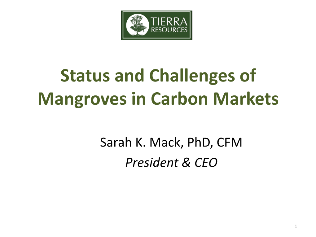 Status and Challenges of Mangroves in Carbon Markets