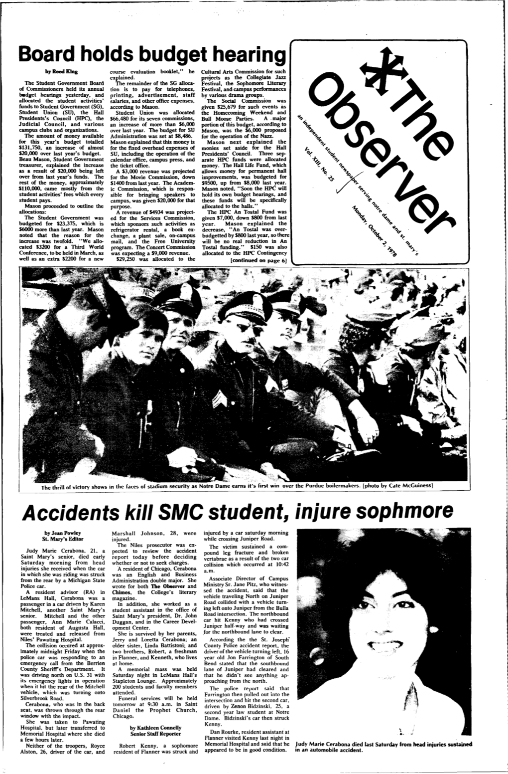 Accidents Kill SMC Student, Injure Sophmore