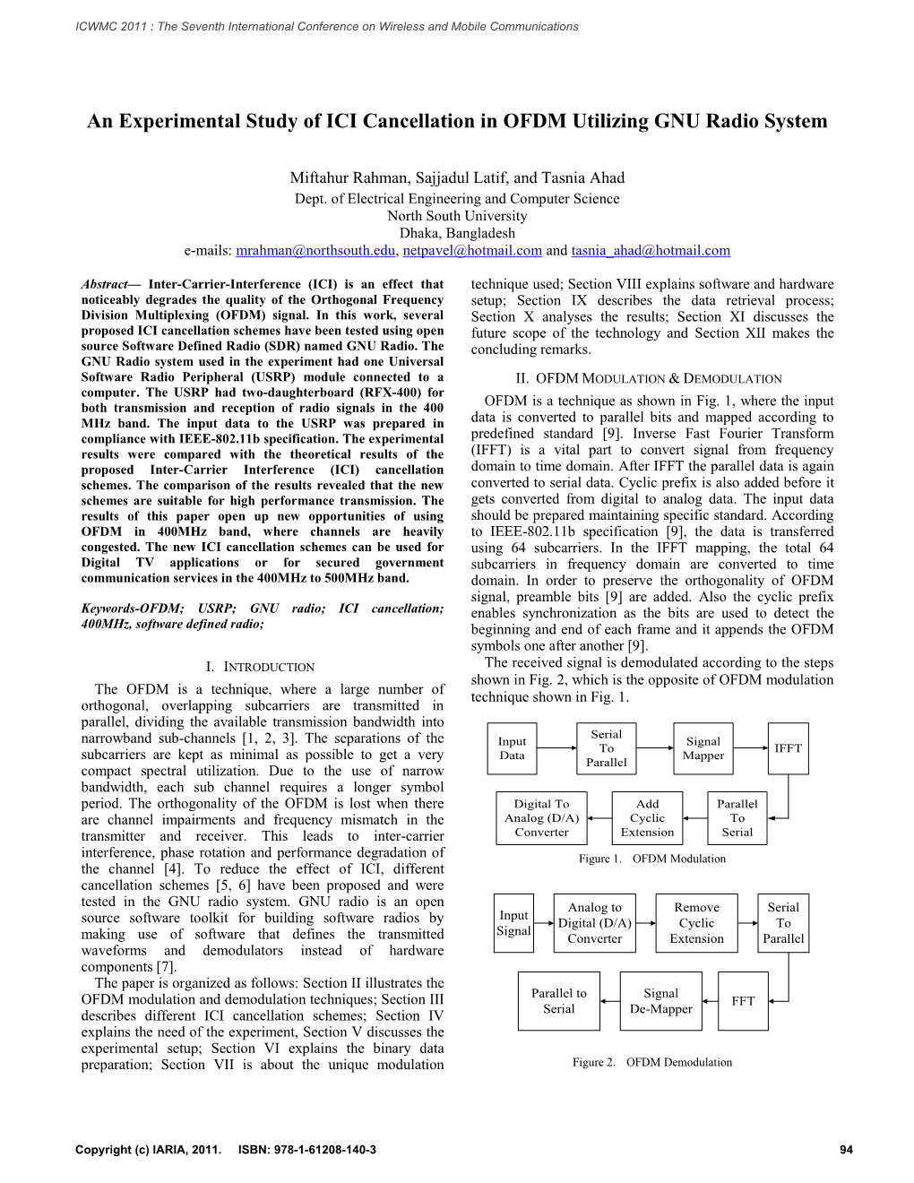 An Experimental Study of ICI Cancellation in OFDM Utilizing GNU Radio System