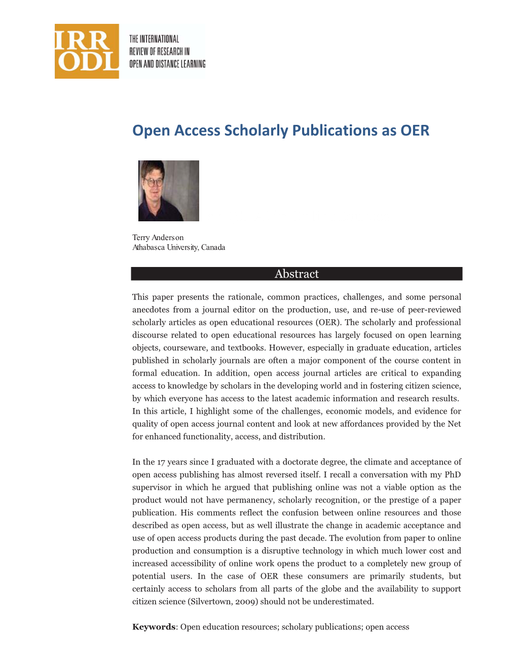 Open Access Scholarly Publications As OER