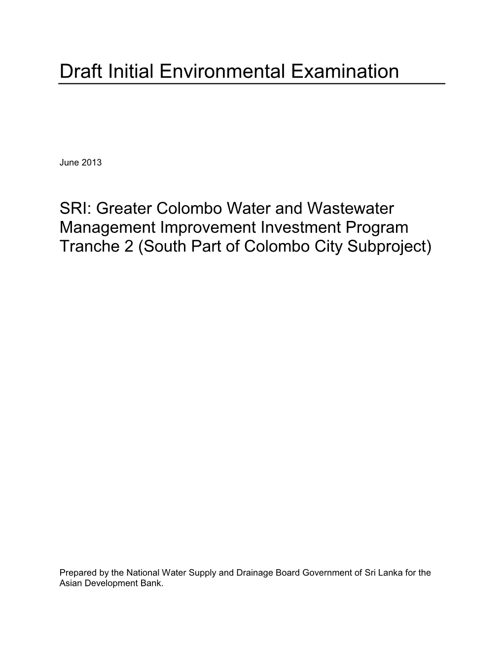 45148-007: Greater Colombo Water And