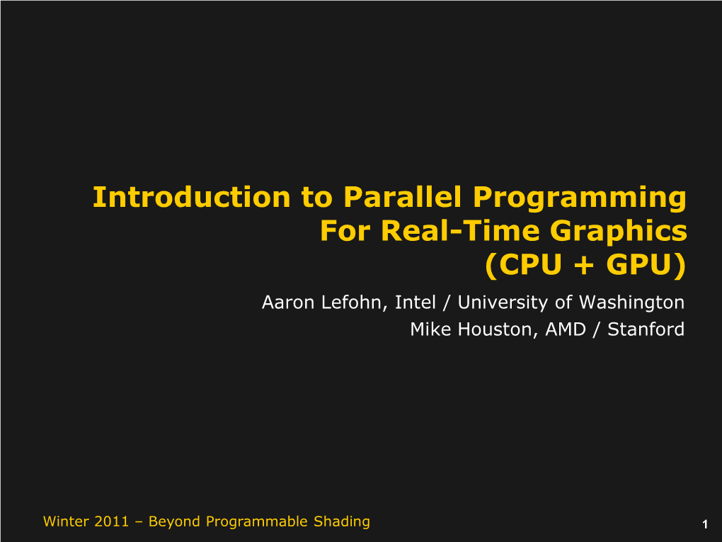 Parallel Programming I