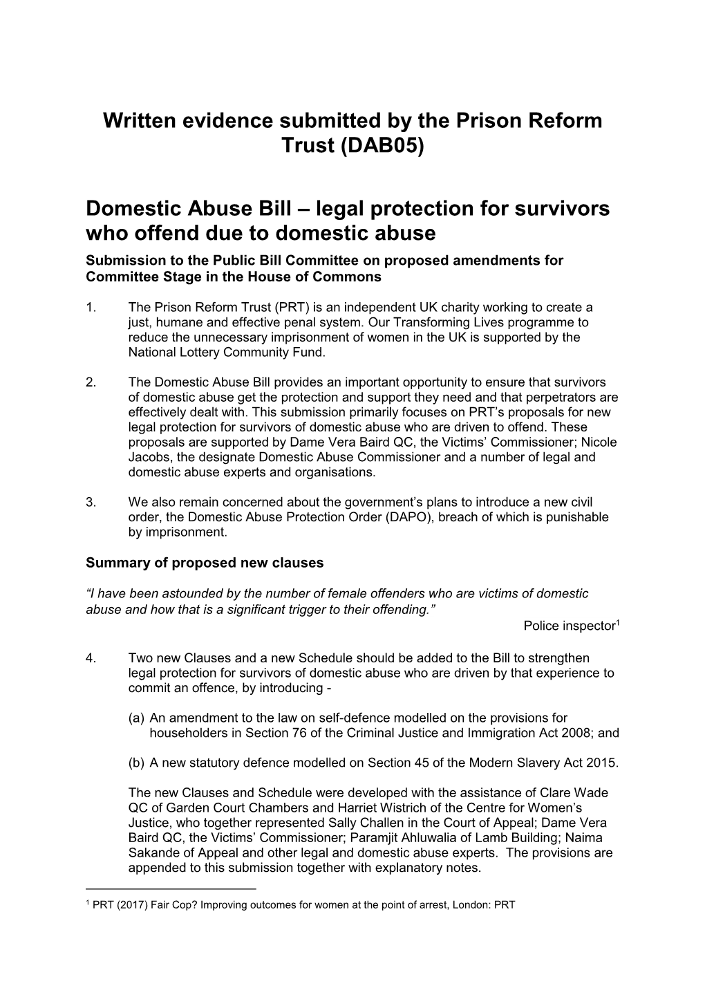 Domestic Abuse Bill – Legal Protection for Survivors Who Offend