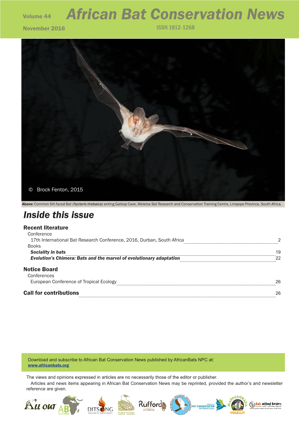 African Bat Conservation News November 2016 ISSN 1812-1268