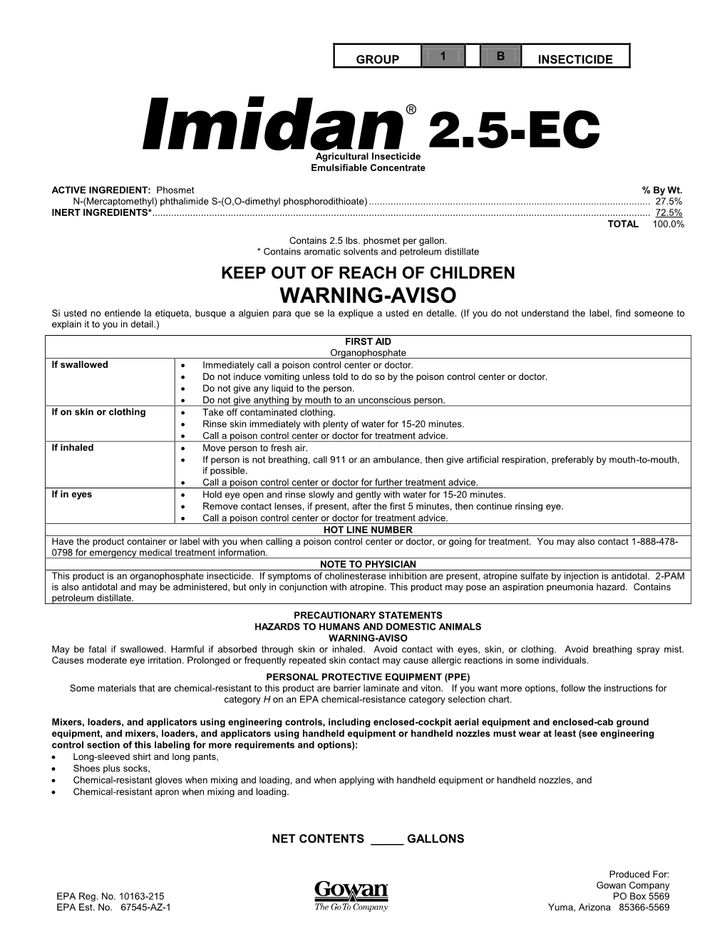 Imidan 2.5EC Label