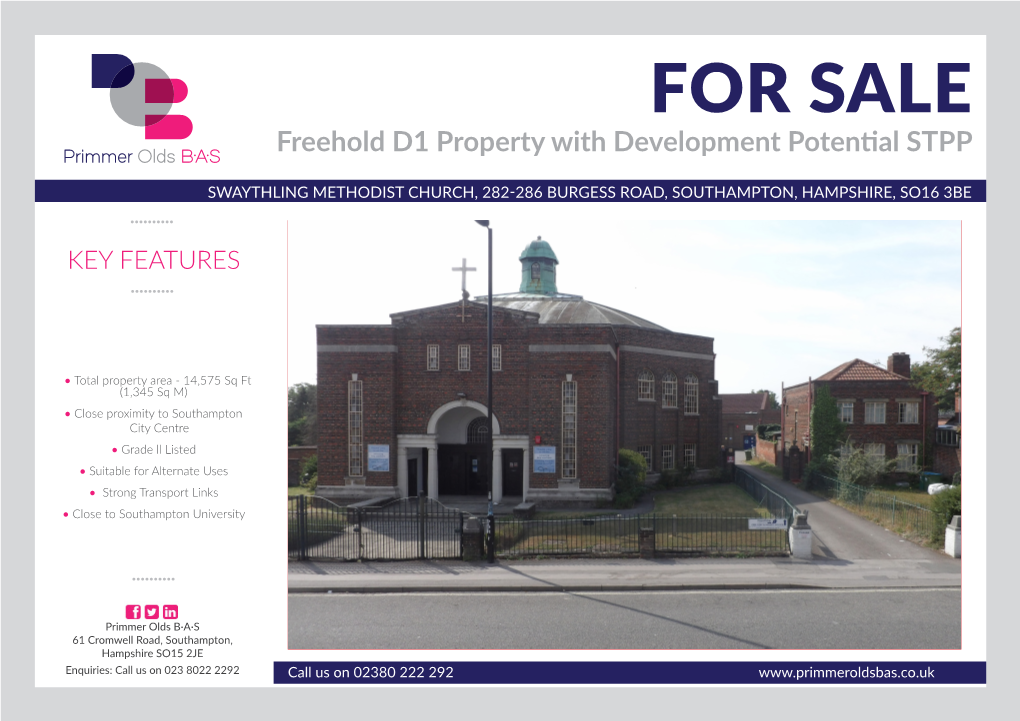 FOR SALE Freehold D1 Property with Development Potential STPP