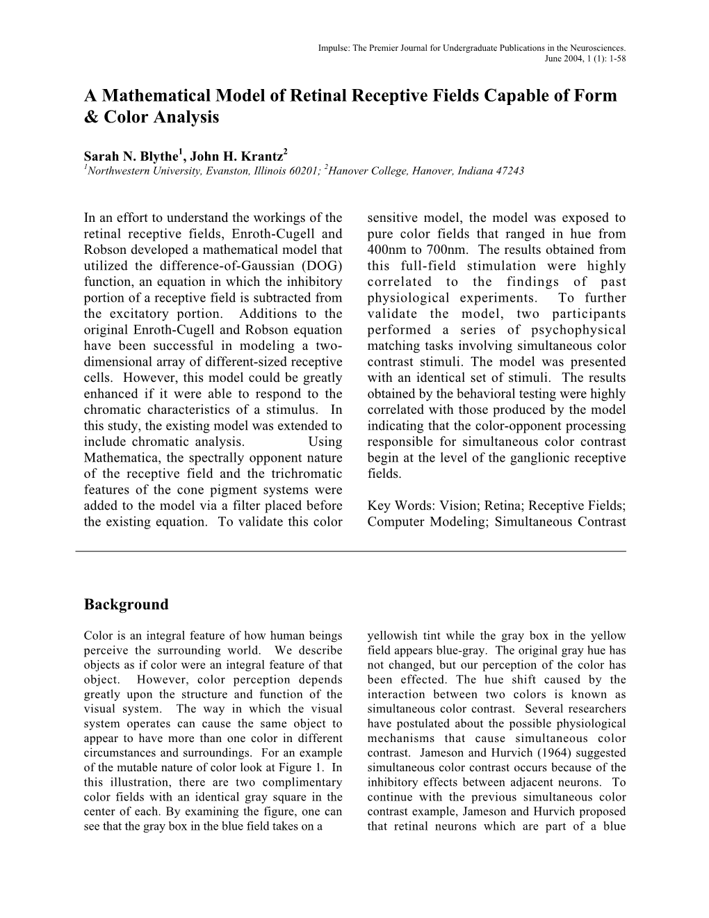 A Mathematical Model of Retinal Receptive Fields Capable of Form & Color Analysis