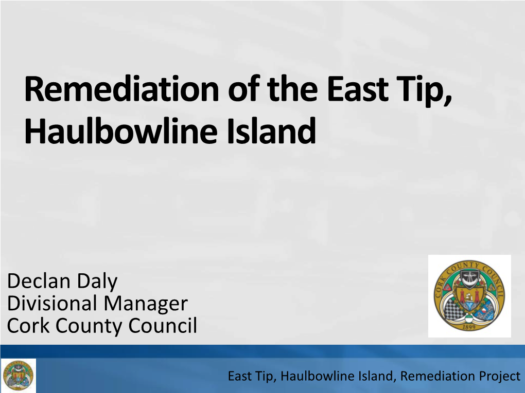 Presentation Outline: Regularisation of the East Tip 1