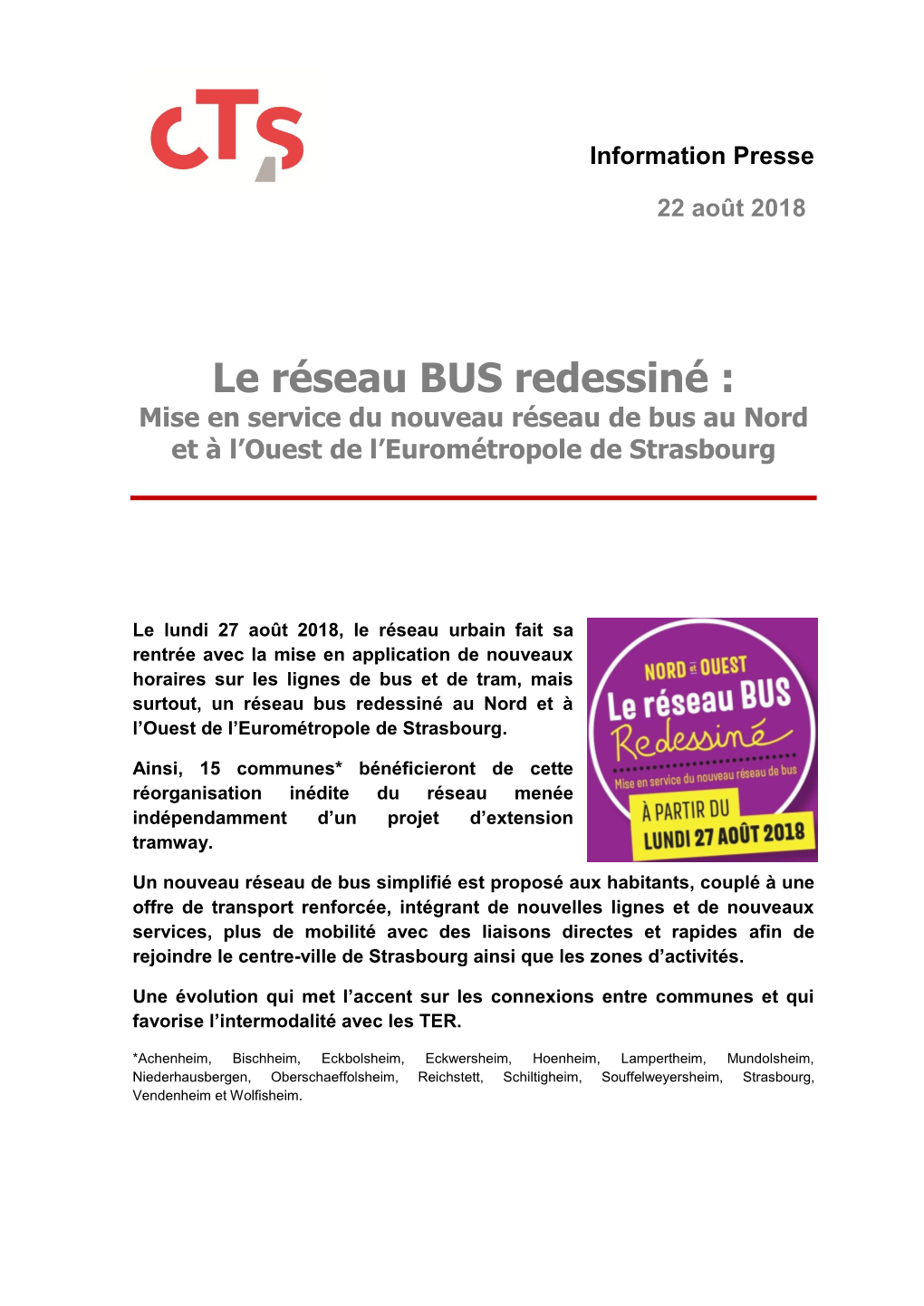 Le Réseau BUS Redessiné : Mise En Service Du Nouveau Réseau De Bus Au Nord Et À L’Ouest De L’Eurométropole De Strasbourg