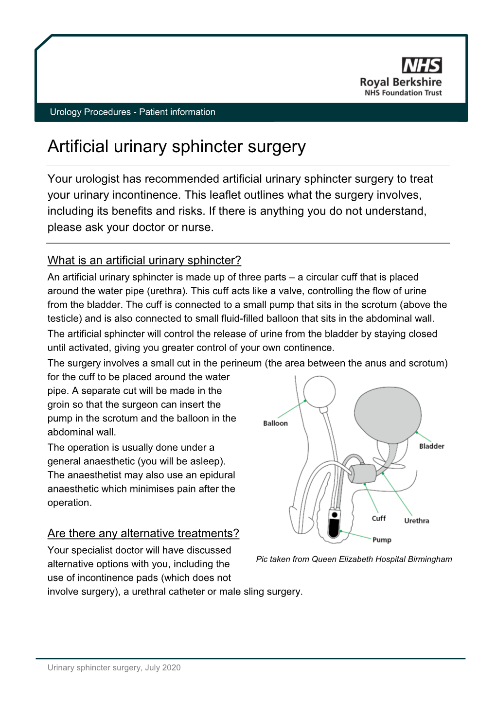 Artificial Urinary Sphincter Surgery