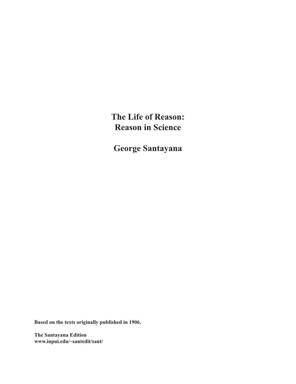 Reason in Science George Santayana