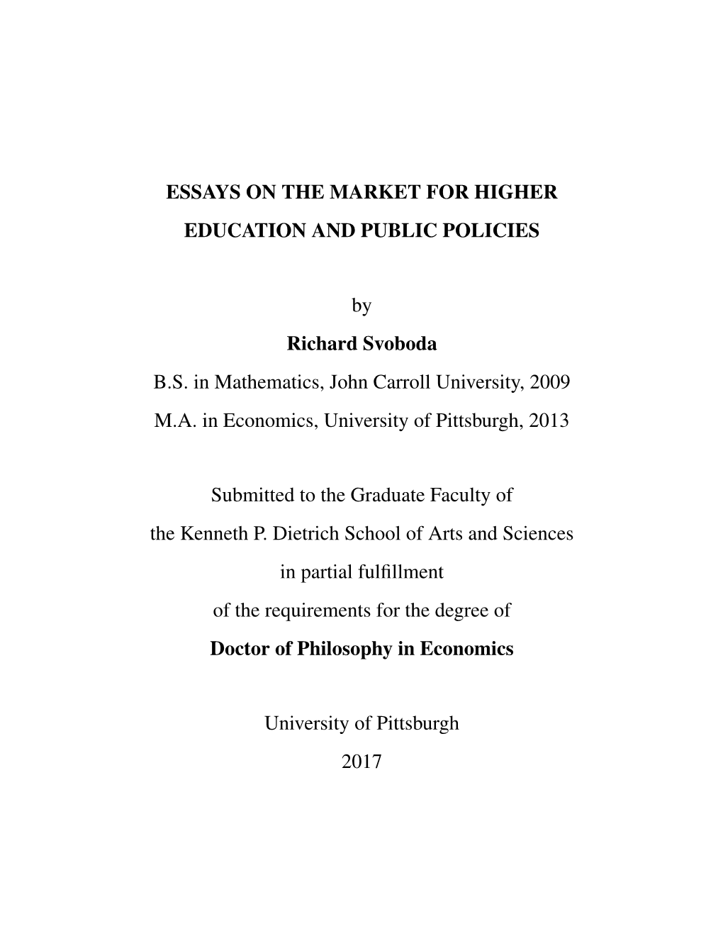 Higher Education and Public Policies