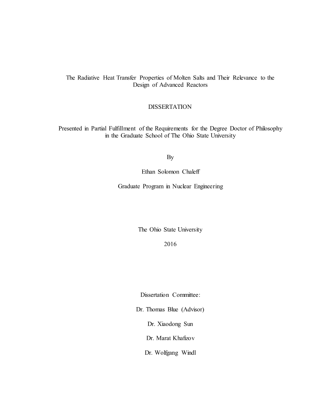 The Radiative Heat Transfer Properties of Molten Salts and Their Relevance to the Design of Advanced Reactors