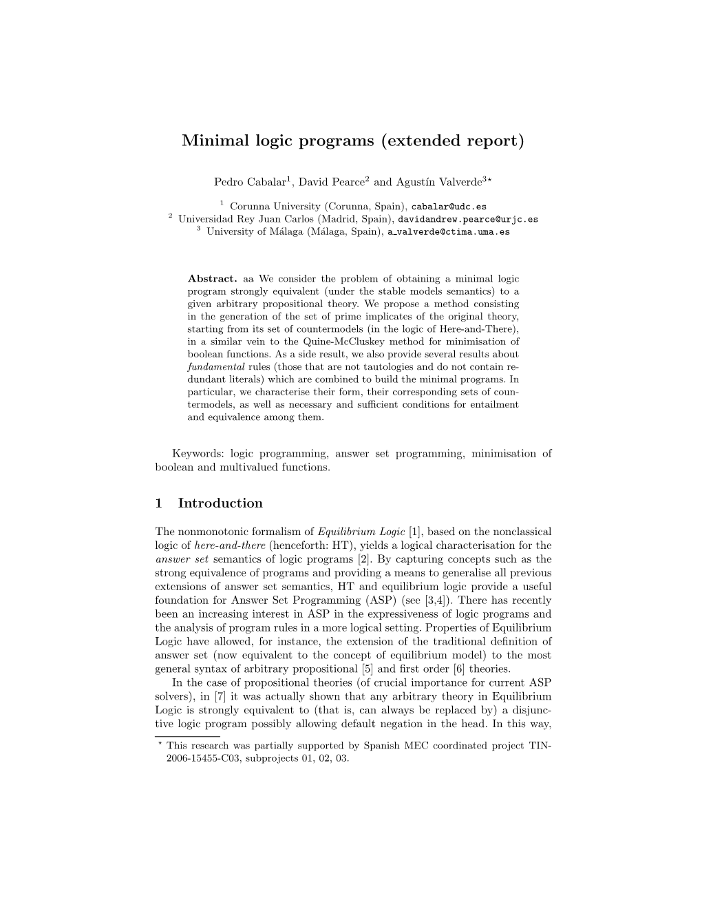 Minimal Logic Programs (Extended Report)