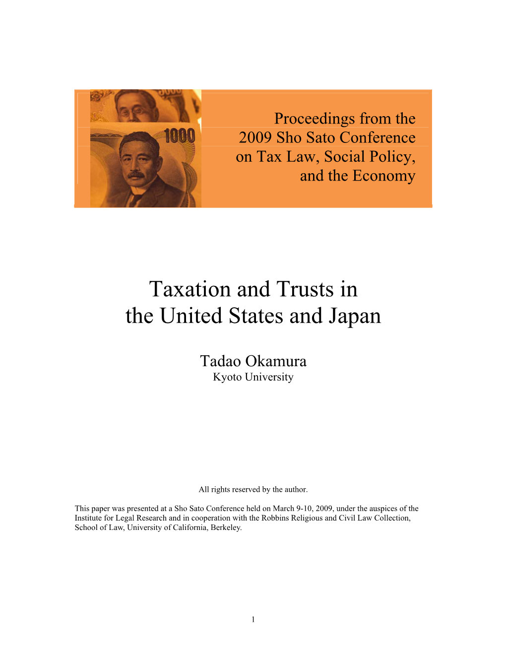 Taxation and Trusts in the United States and Japan