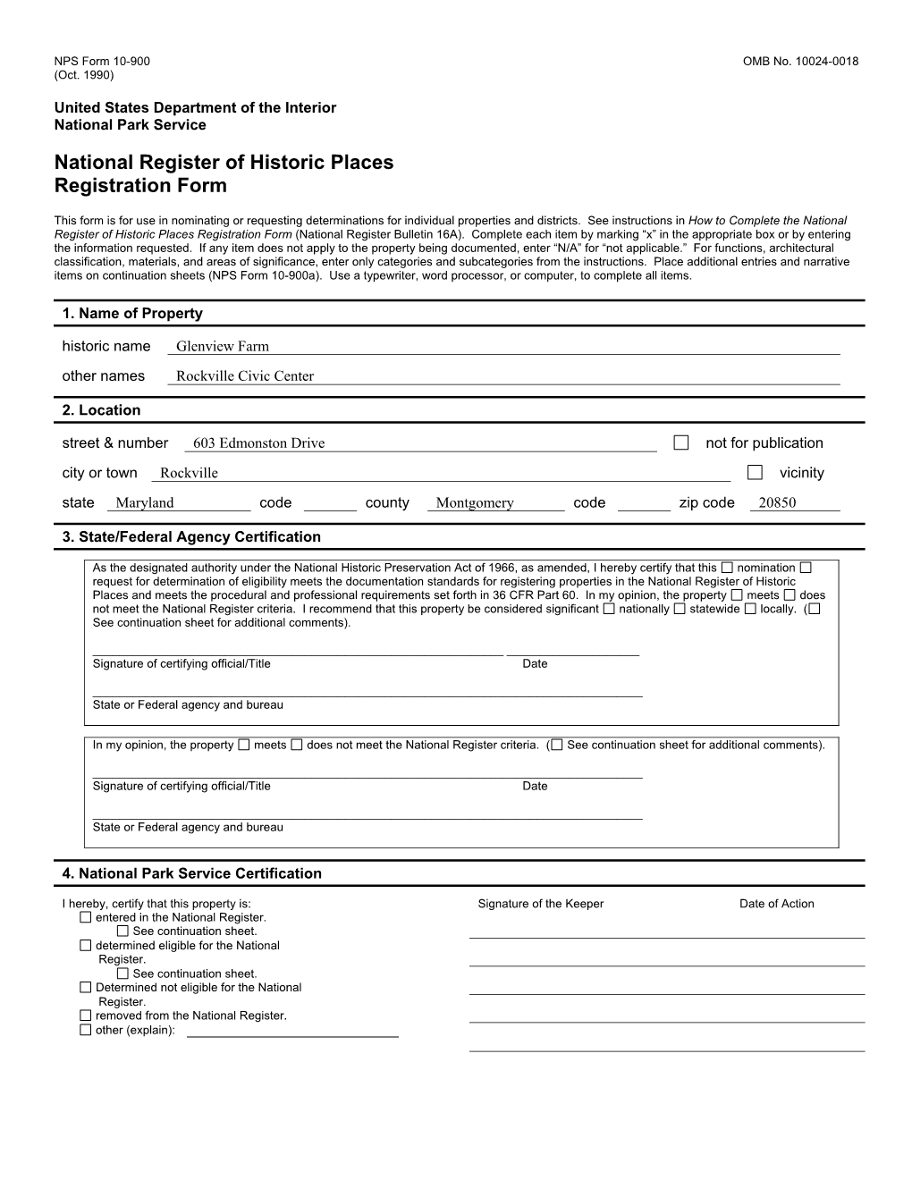 National Register of Historic Places Registration Form