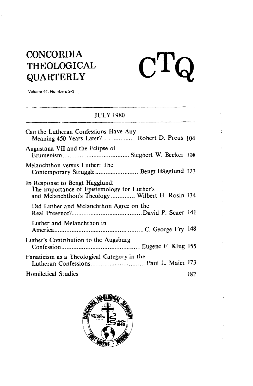 Luther's Contribution to the Augsburg Confession