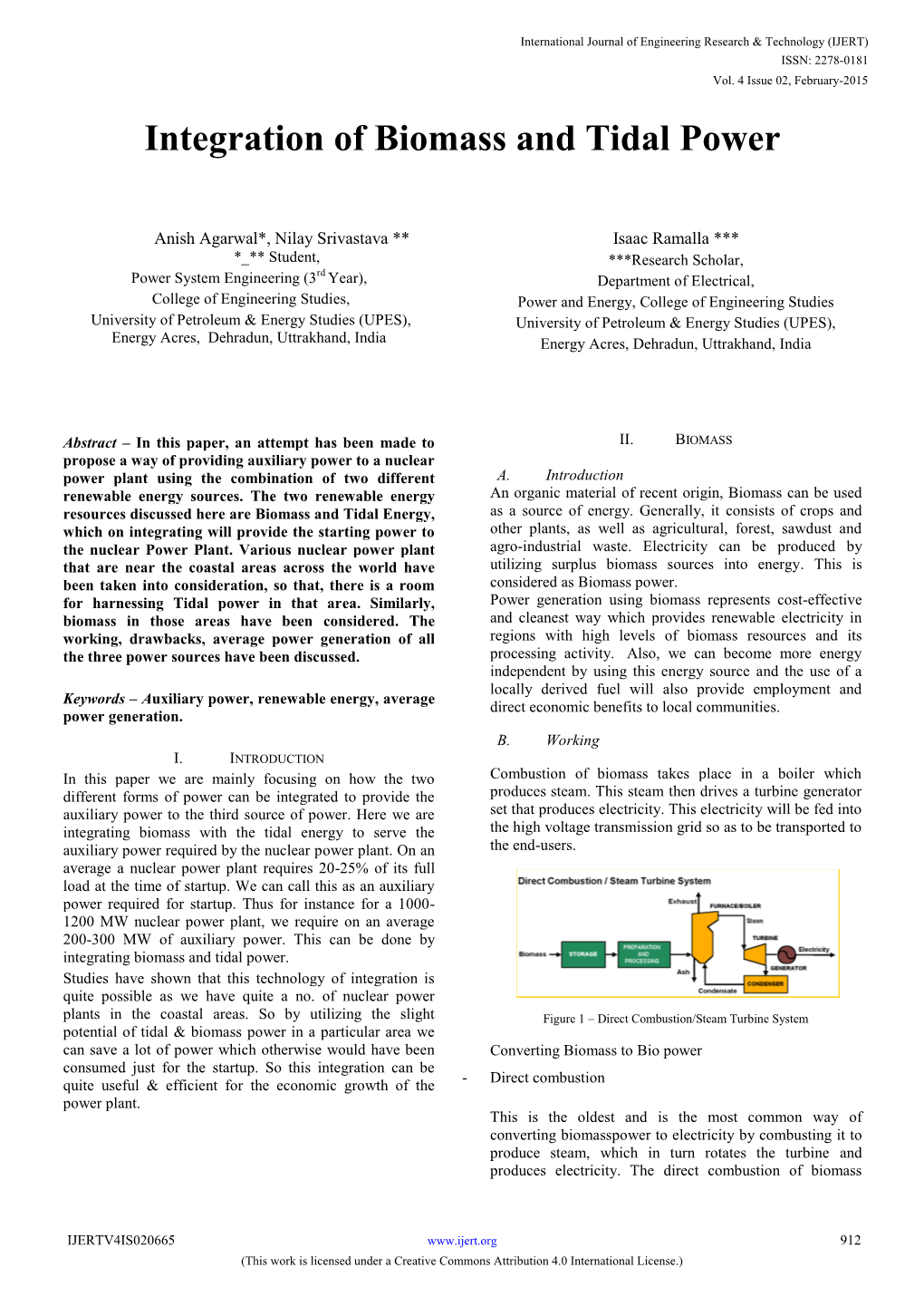 Integration of Biomass and Tidal Power