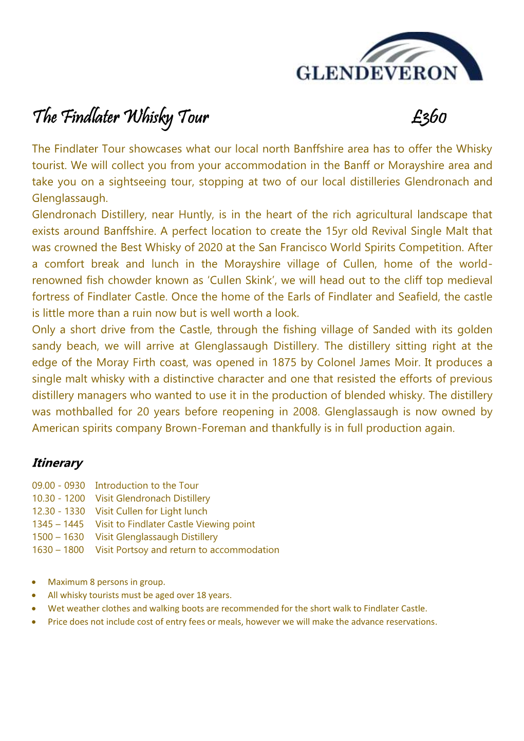 The Findlater Whisky Tour £360