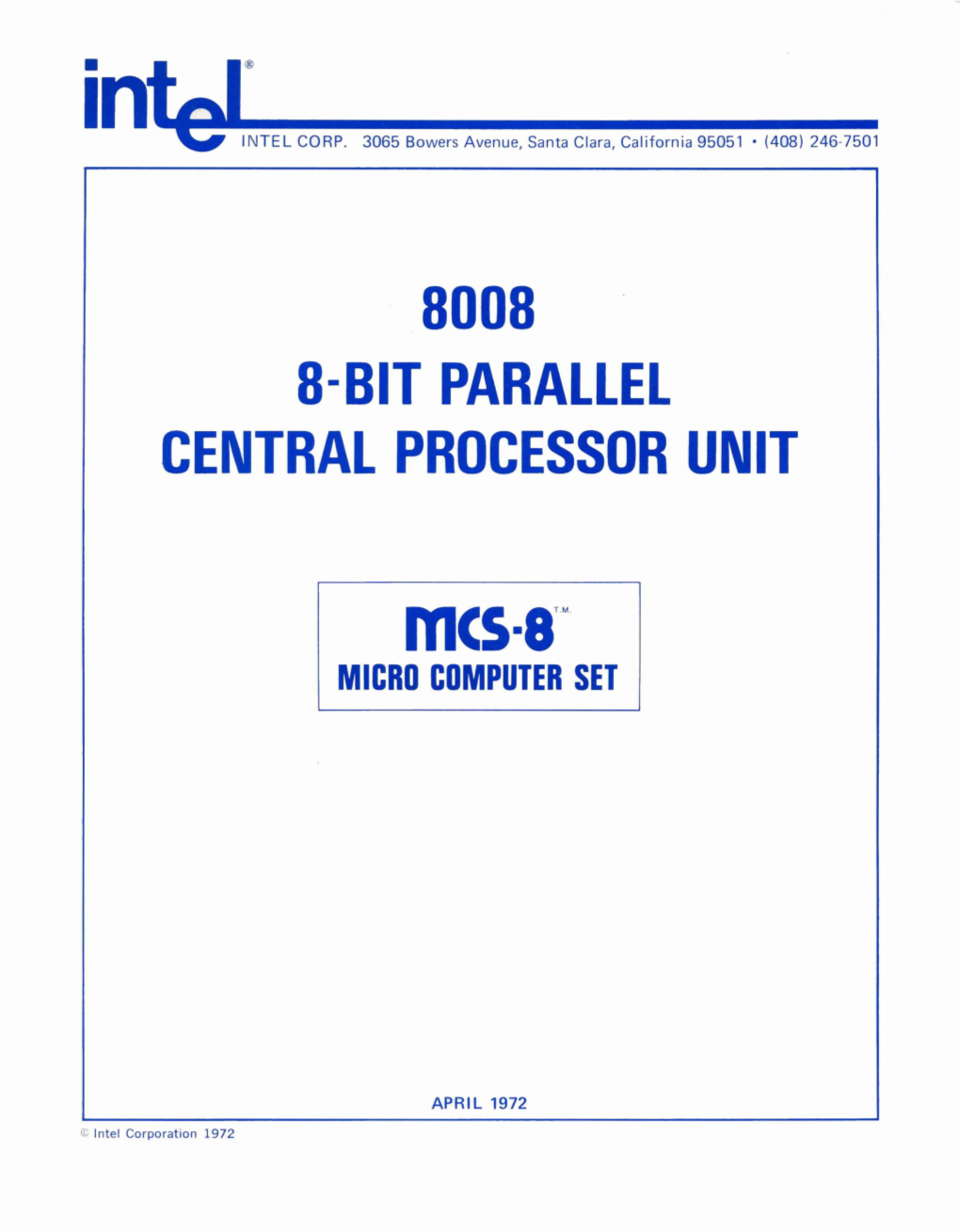 Mcs-8™ MICRO COMPUTER SET