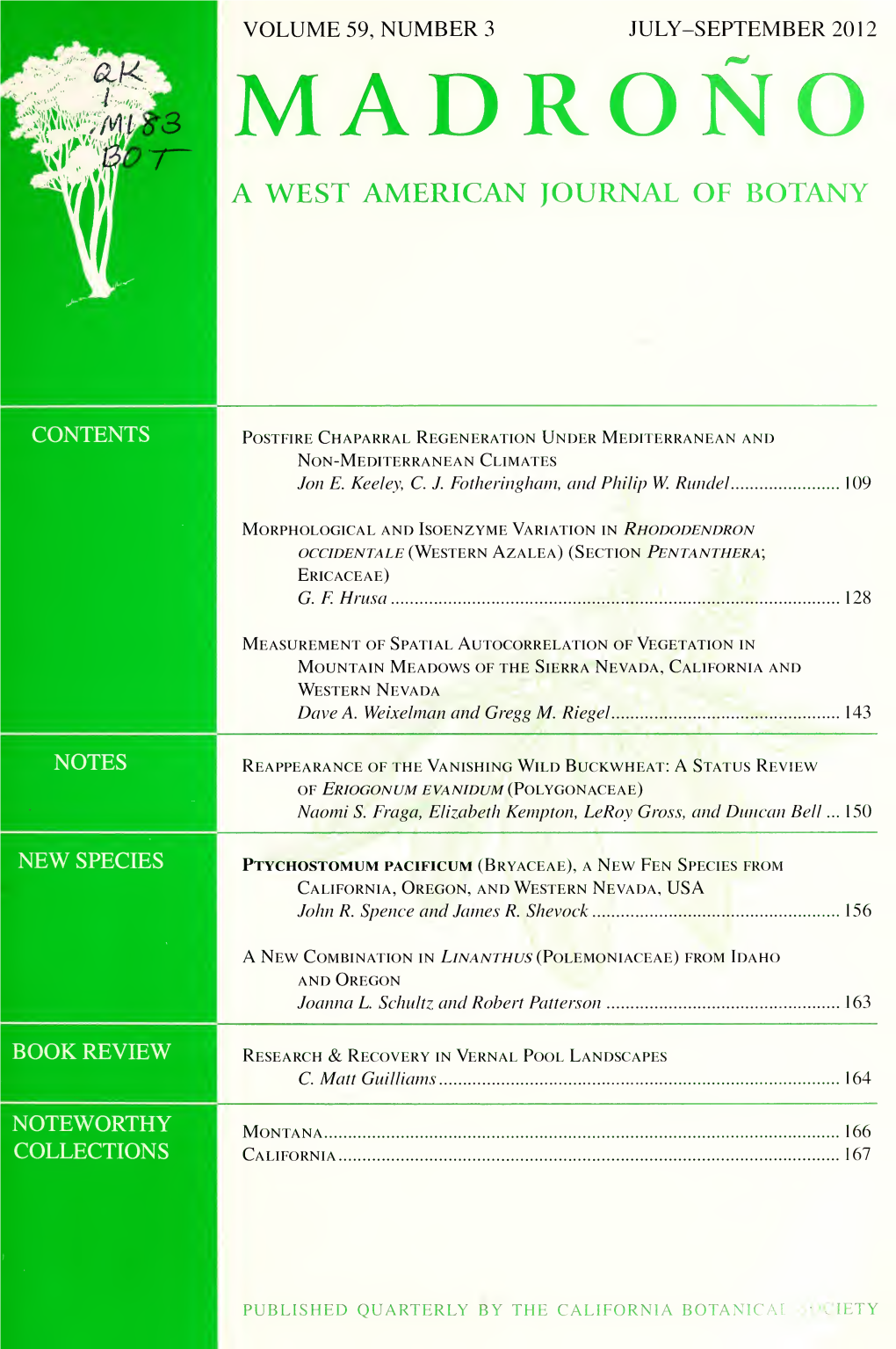 Madro鋘o; a West American Journal of Botany