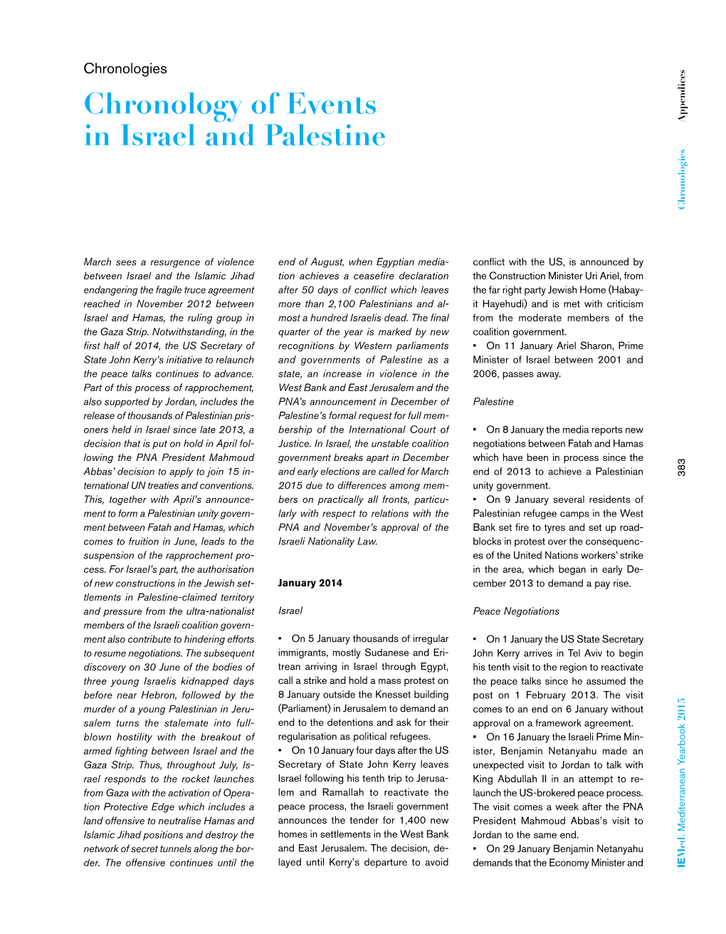 Chronology of Events in Israel and Palestine