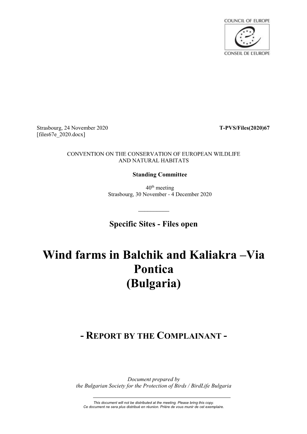 Wind Farms in Balchik and Kaliakra –Via Pontica (Bulgaria)