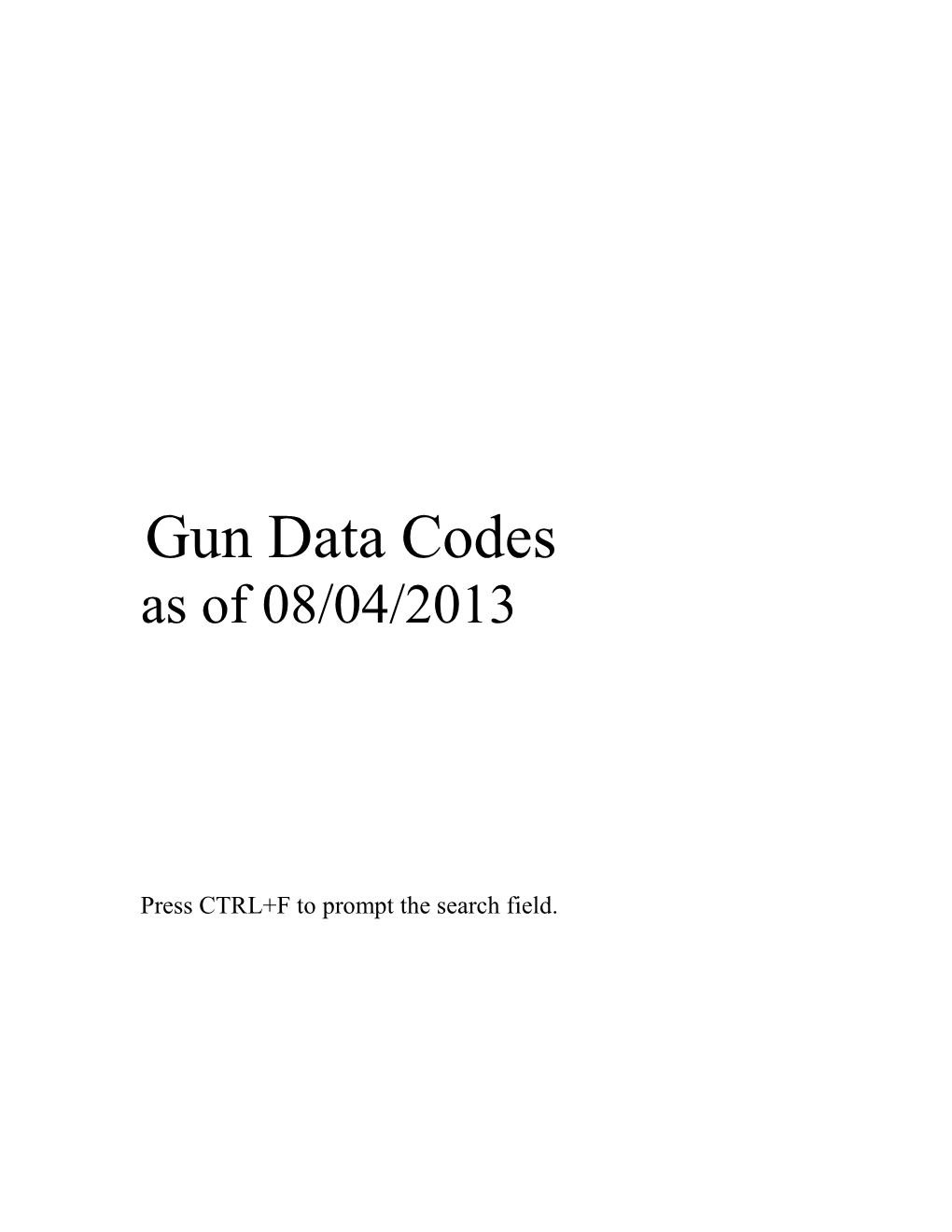 NCIC Gun Code Manual
