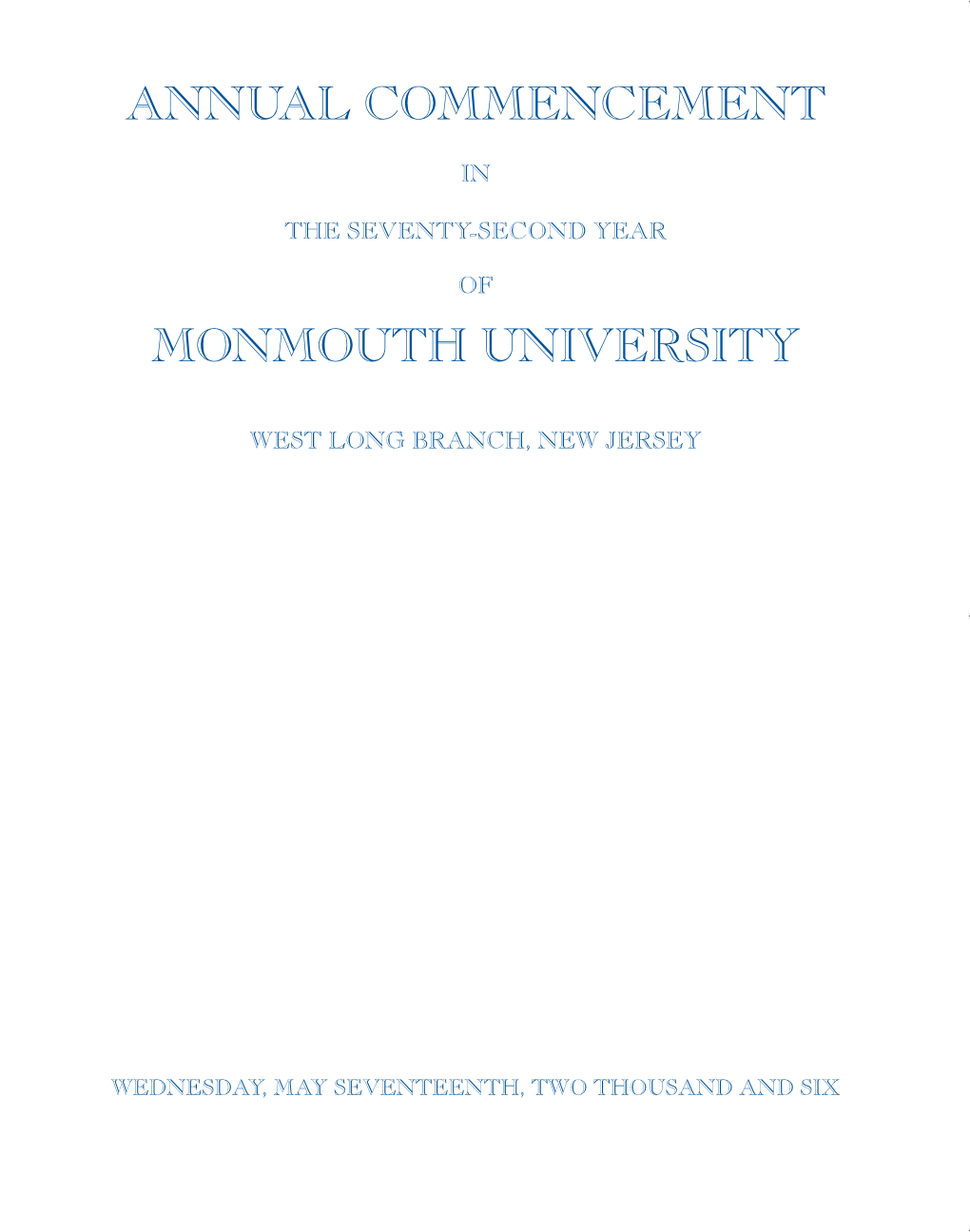 Annual Commencement Monmouth University