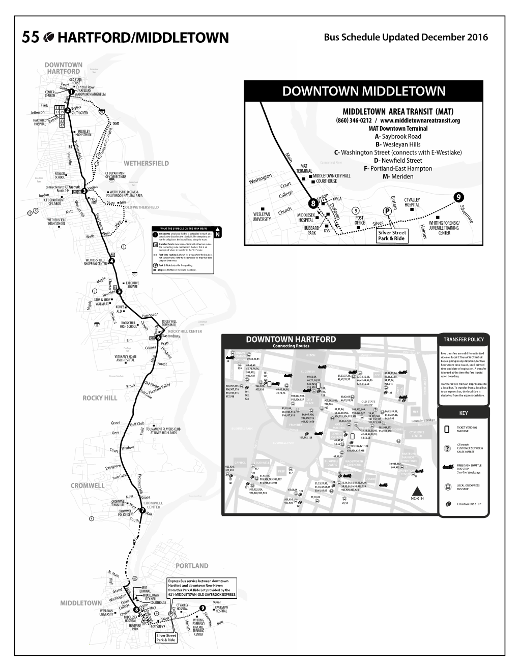 55 HARTFORD/MIDDLETOWN Bus Schedule Updated December 2016