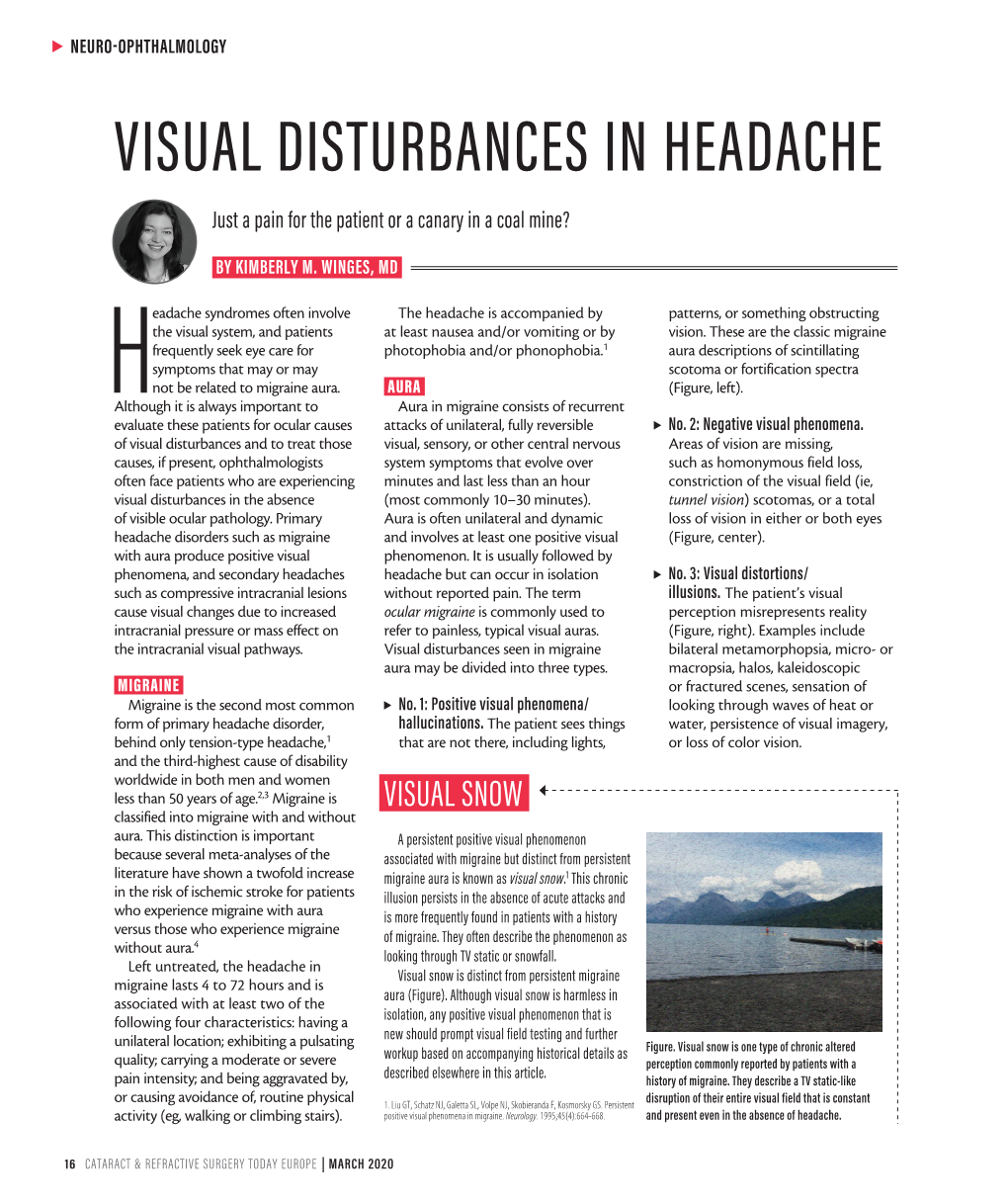 Visual Disturbances in Headache in Disturbances Visual H Cataract & Refractive Surgery Today Europe