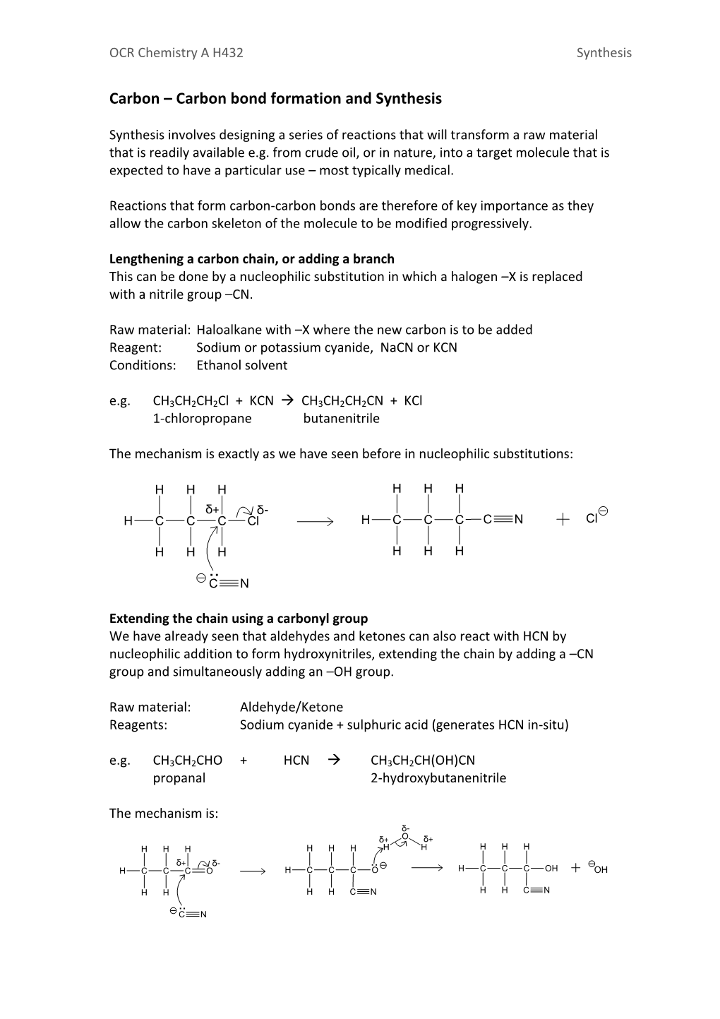 Carbon Bond Formation and Synthesis