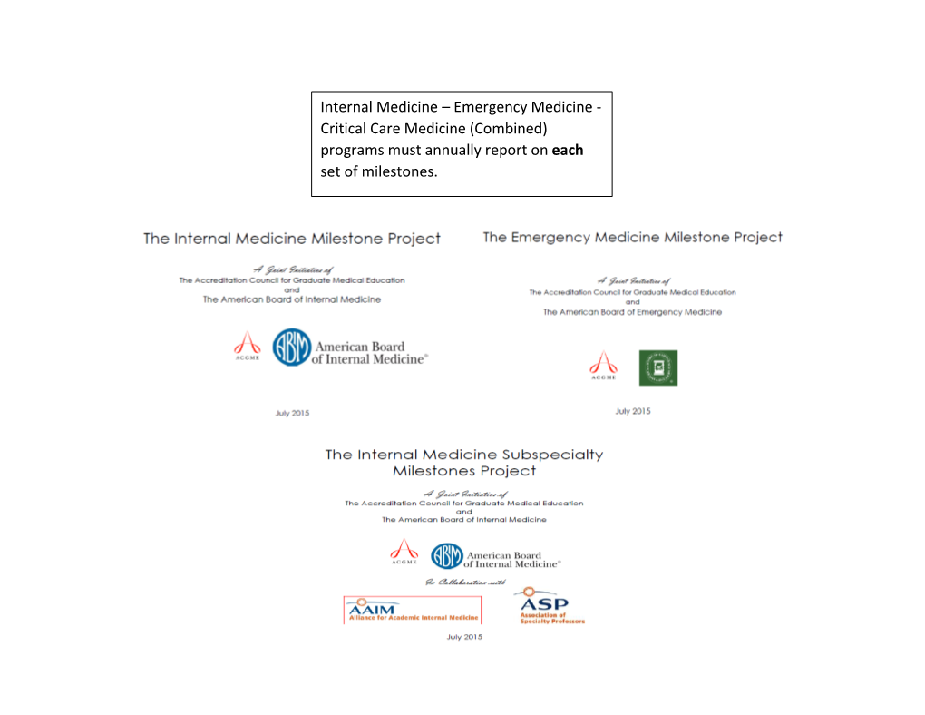 Internal Medicine – Emergency Medicine – Critical Care