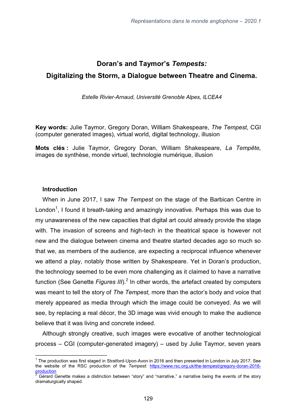 Doran's and Taymor's Tempests