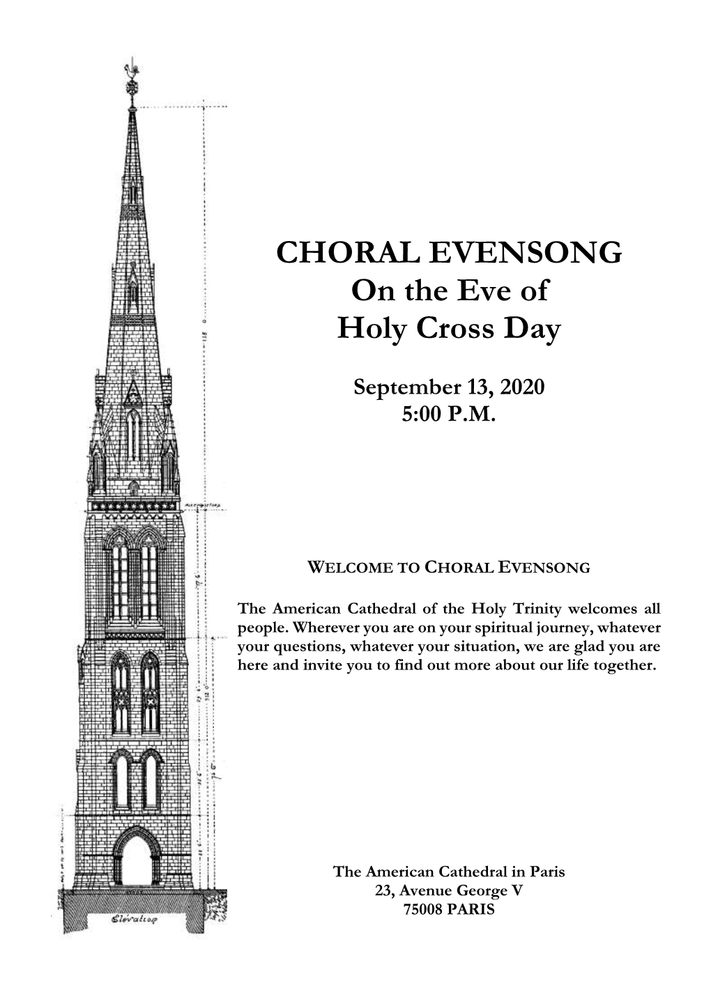 CHORAL EVENSONG on the Eve of Holy Cross Day