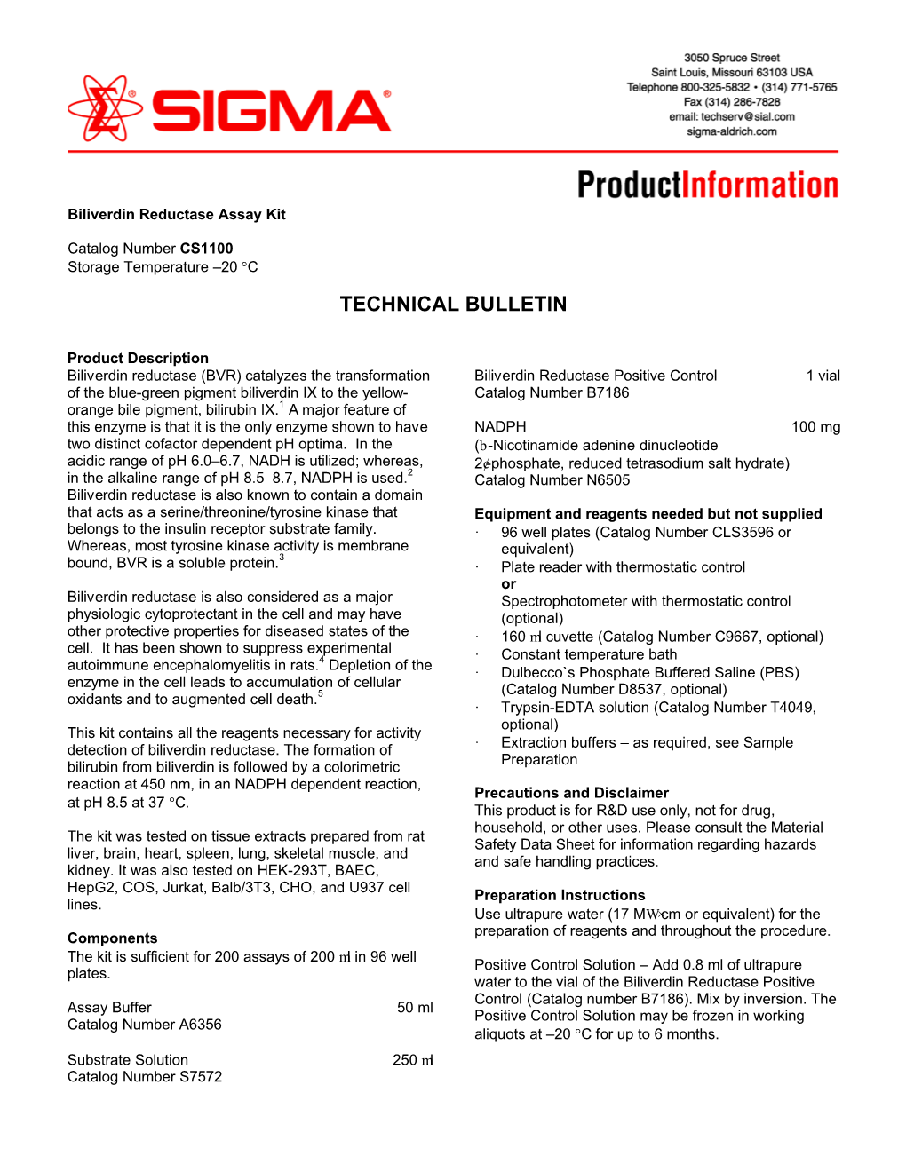 Biliverdin Reductase Assay Kit