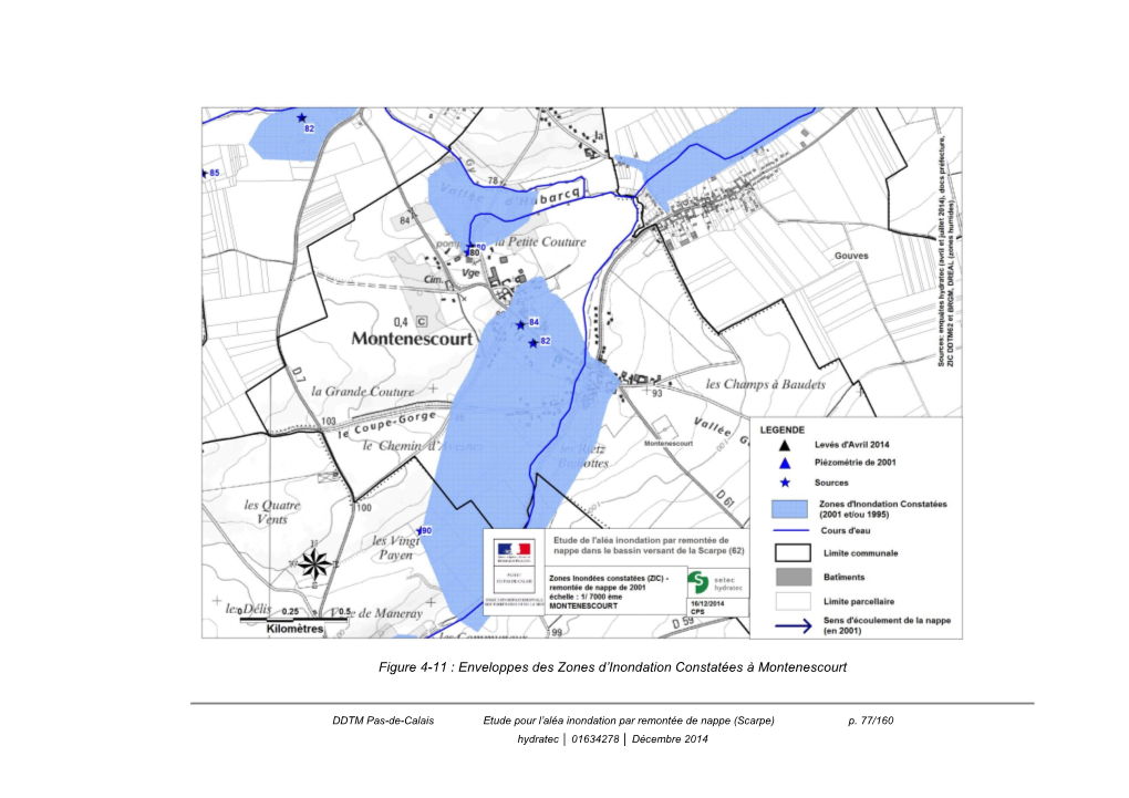 Enveloppes Des Zones D'inondation Constatées À Montenescourt