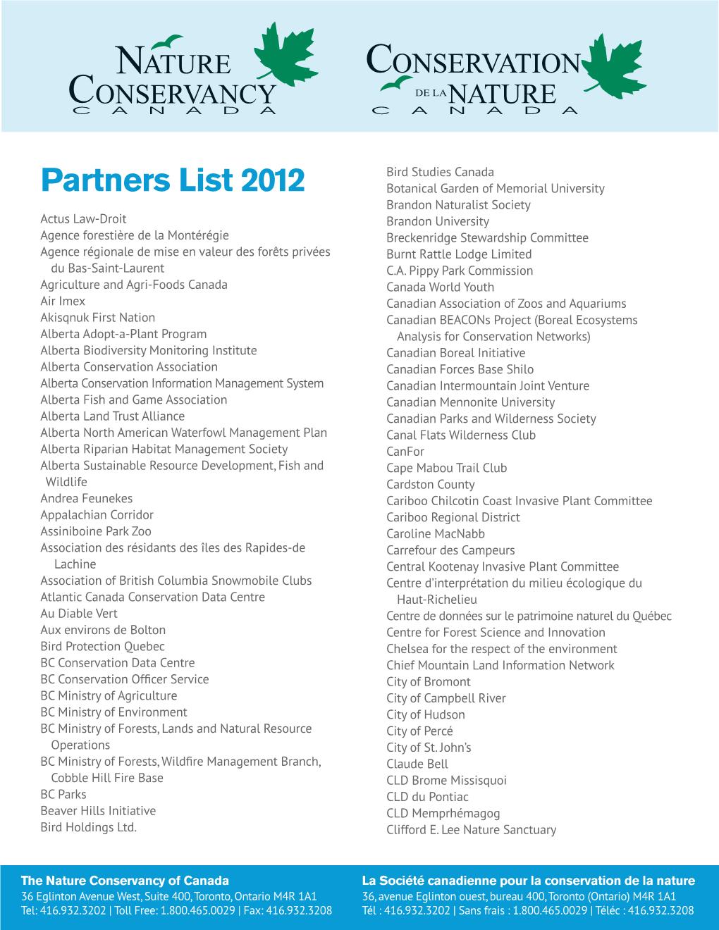 Partners List 2012