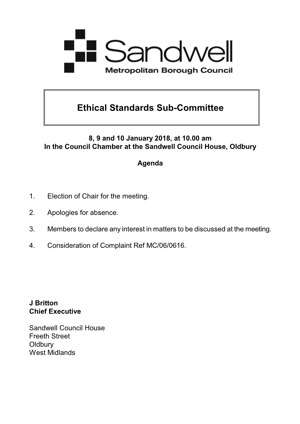 Ethical Standards Sub-Committee