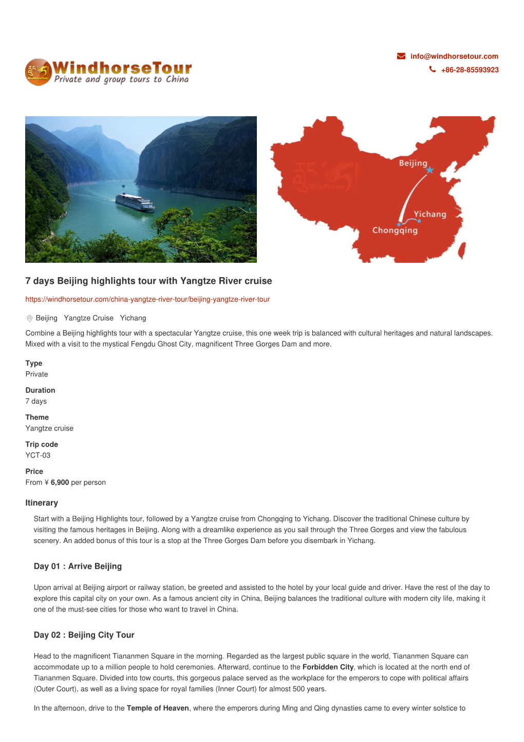 7 Days Beijing Highlights Tour with Yangtze River Cruise