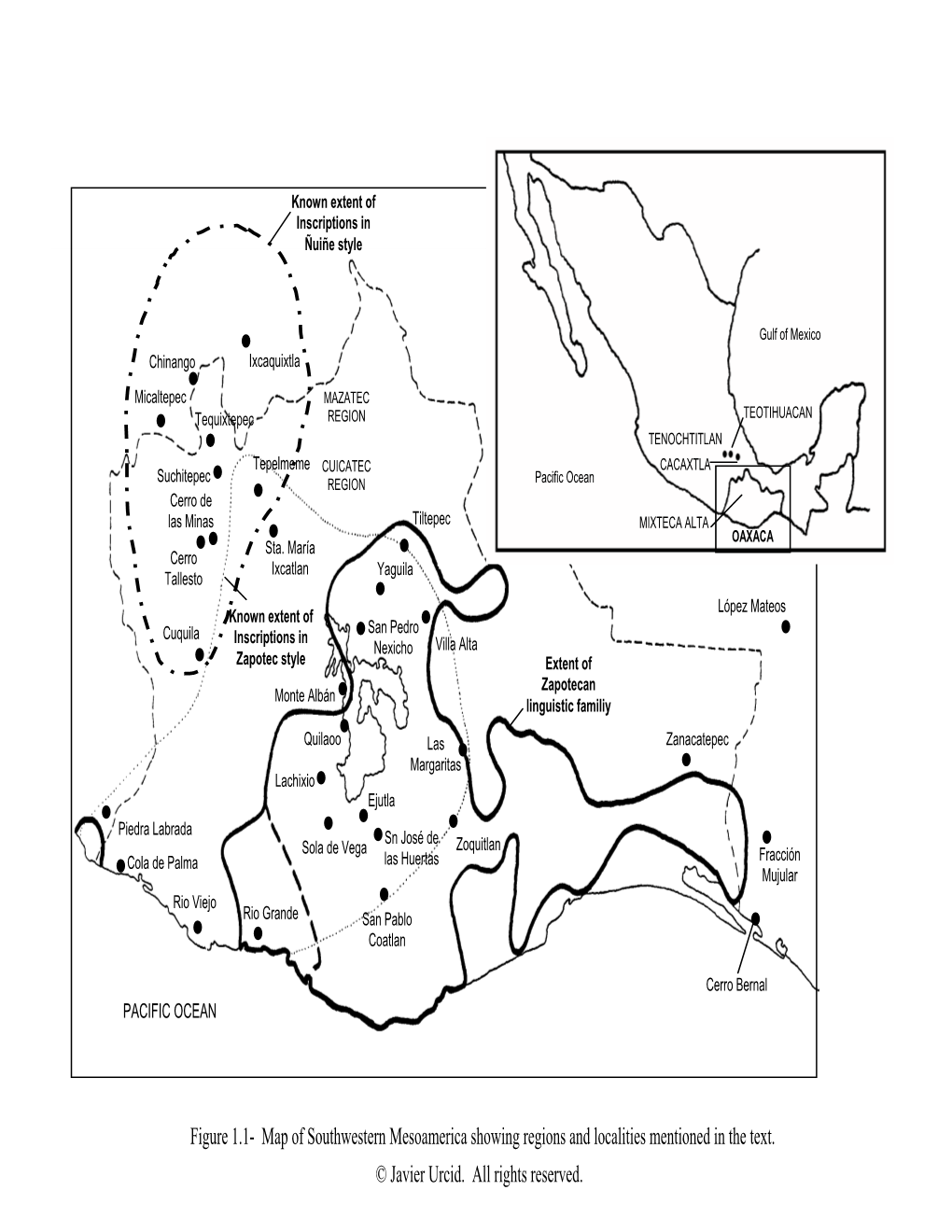 Figure 1.1- Map of Southwestern Mesoamerica Showing Regions and Localities Mentioned in the Text