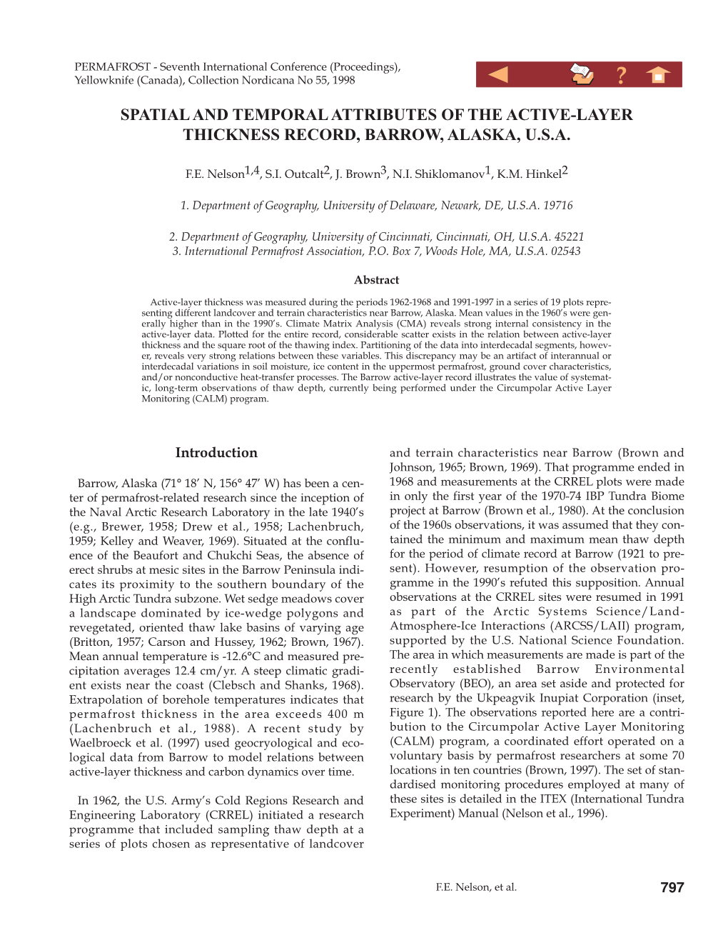 Spatial and Temporal Attributes of the Active-Layer Thickness Record, Barrow, Alaska, U.S.A