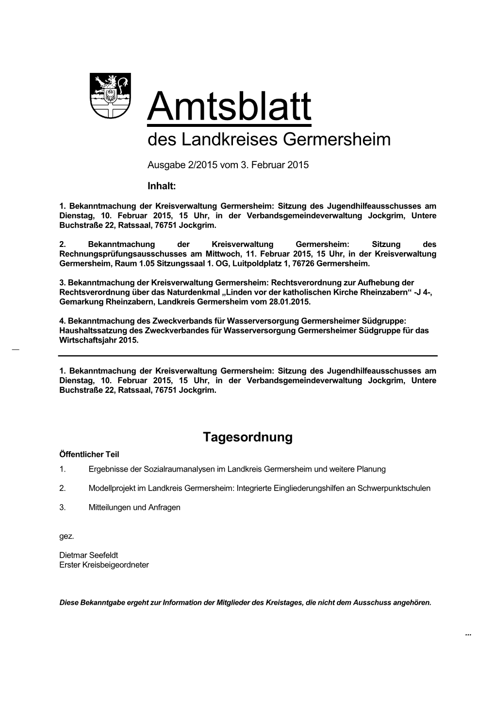 Amtsblatt Des Landkreises Germersheim