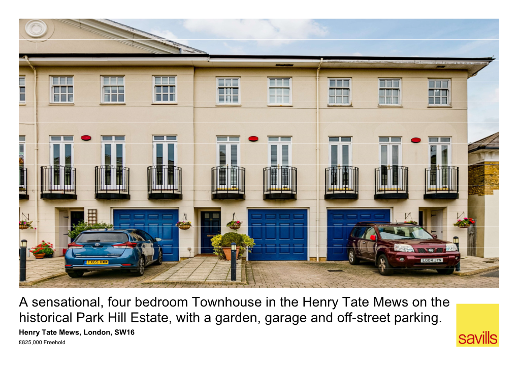 A Sensational, Four Bedroom Townhouse in the Henry Tate Mews on the Historical Park Hill Estate, with a Garden, Garage and Off-Street Parking