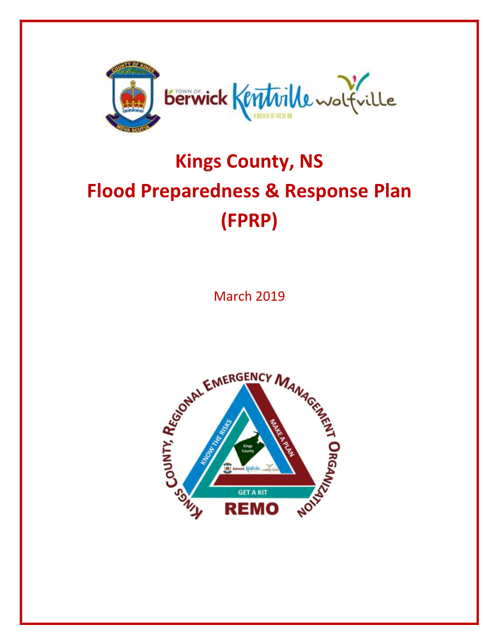 Kings County, NS Flood Preparedness & Response Plan (FPRP)