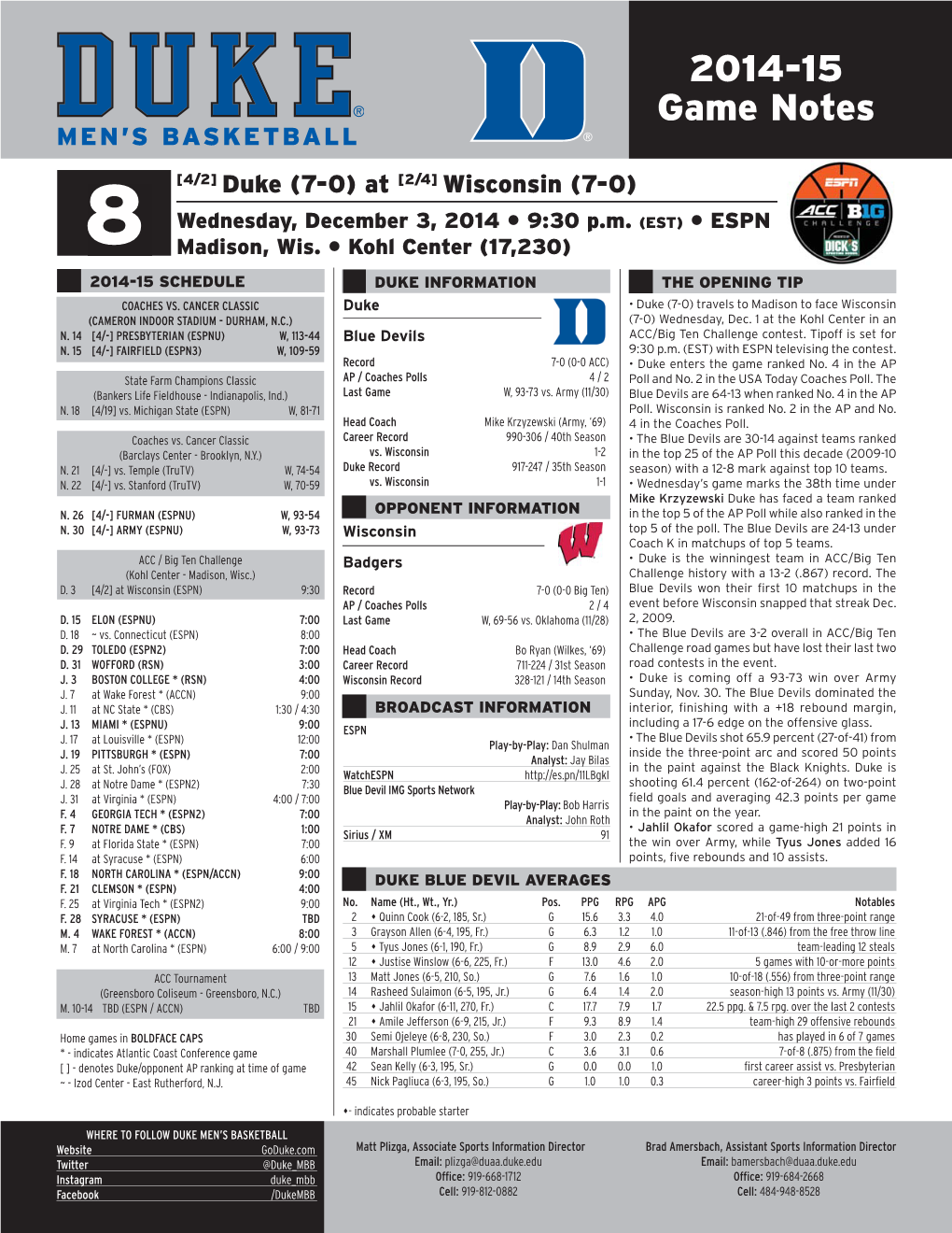 2014-15 Game Notes.Indd