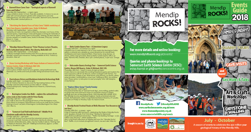 Mendip AONB Events Guide Leaflet 2018