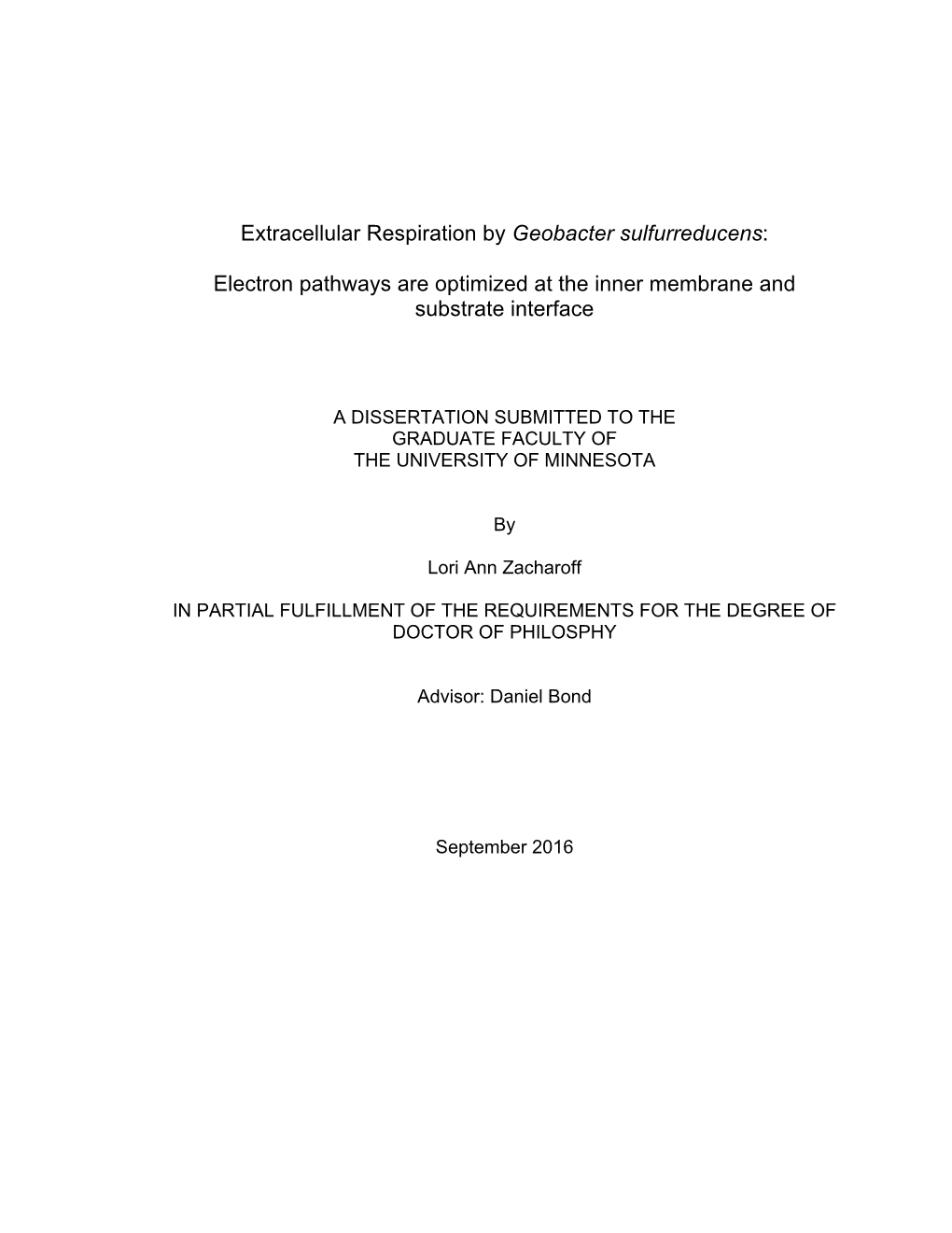 Extracellular Respiration by Geobacter Sulfurreducens: Electron